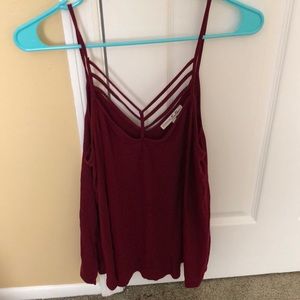 EXPRESS strappy maroon medium tank top